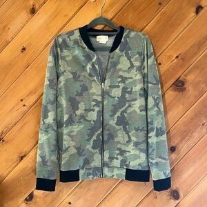 Enough about me camouflage zip up bomber lightweight jacket